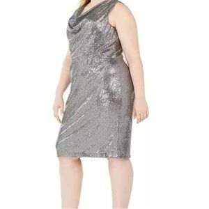Elegant Silver Sequin Dress Calvin Klein NWT 18w